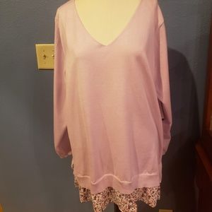 Terra & Sky layered sweater in lilac 2X